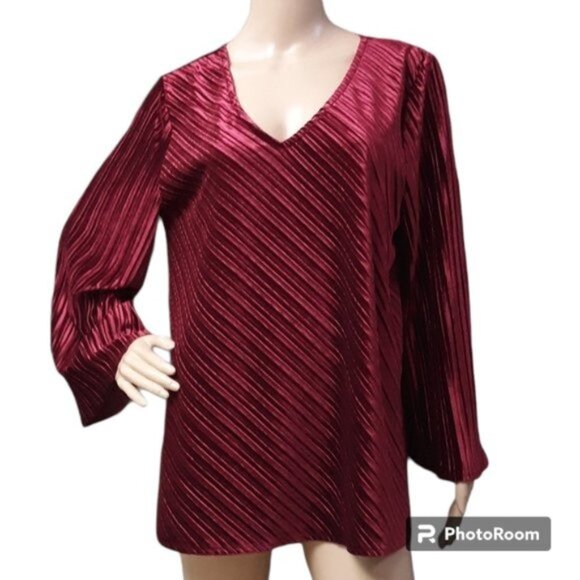 Alfani Long Sleeve Velvet Tunic Blouse Large - Picture 2 of 8